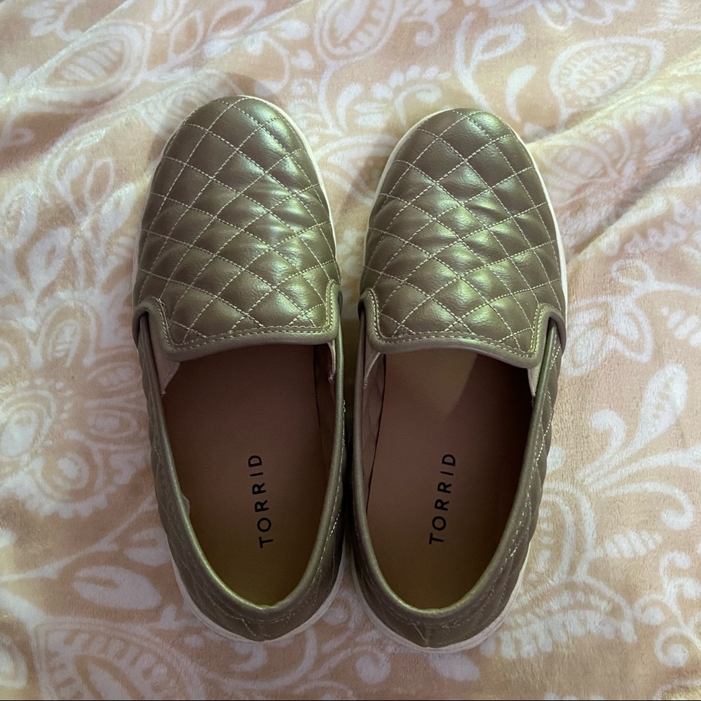 Taupe Quilted Faux Leather Slip-Ons